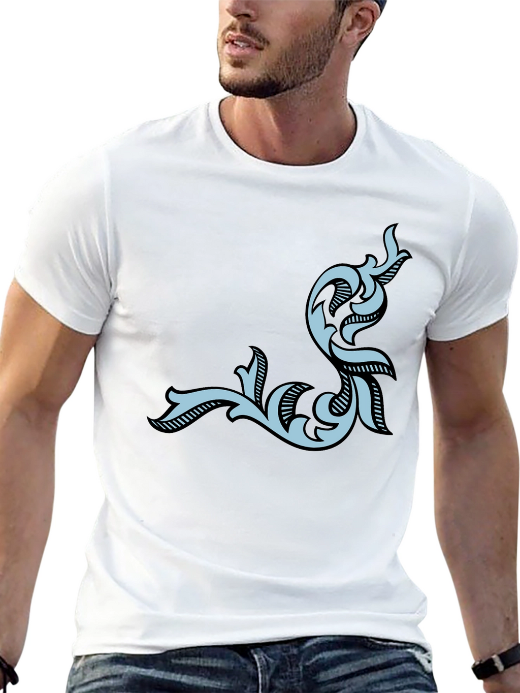 Stylish Black Tee with Ornamental Design