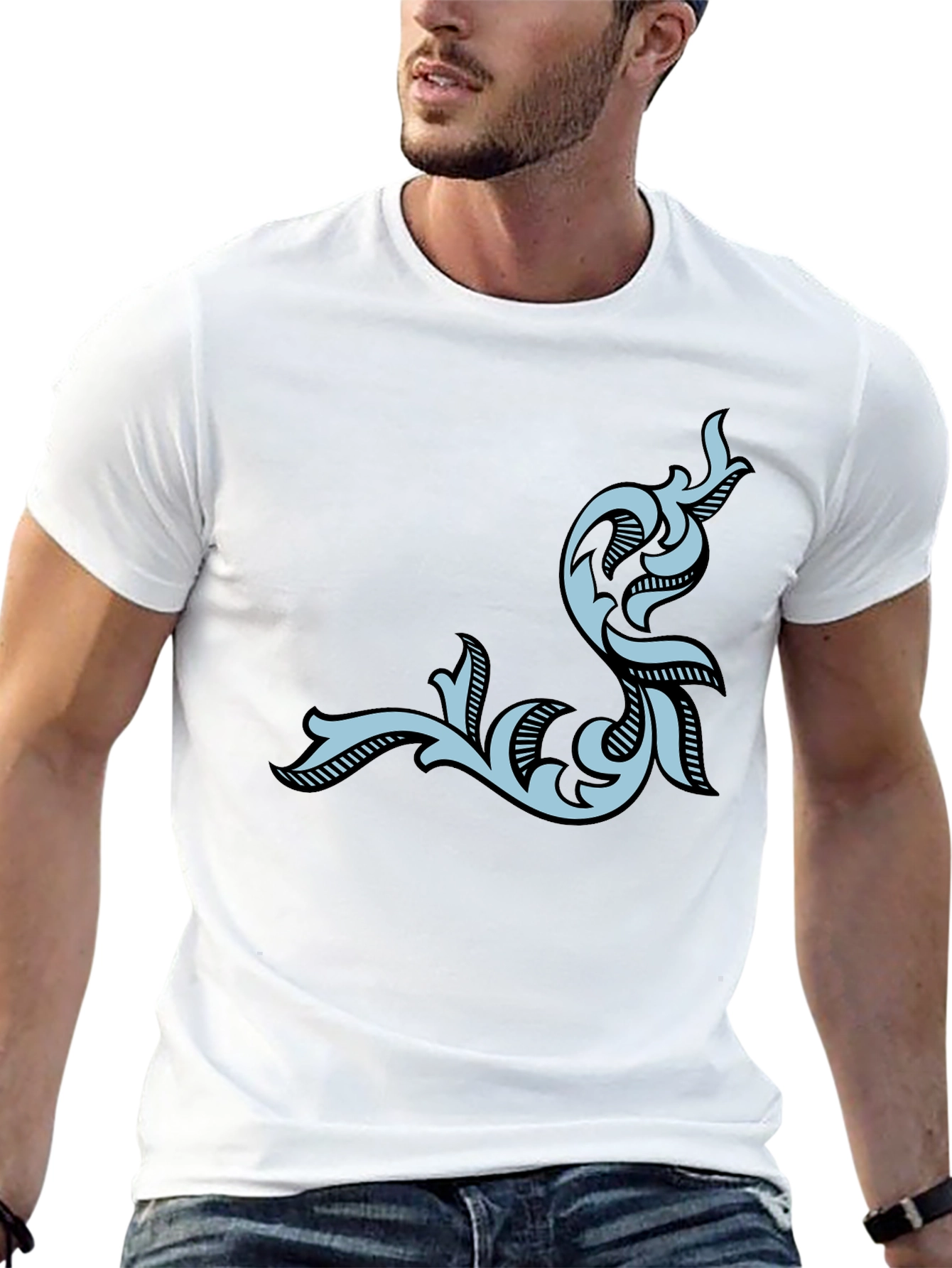 Stylish Black Tee with Ornamental Design