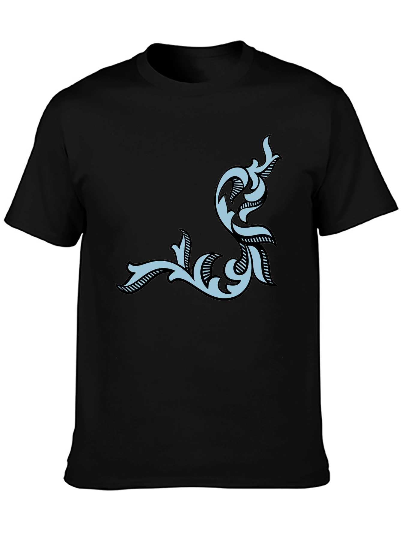 Stylish Black Tee with Ornamental Design