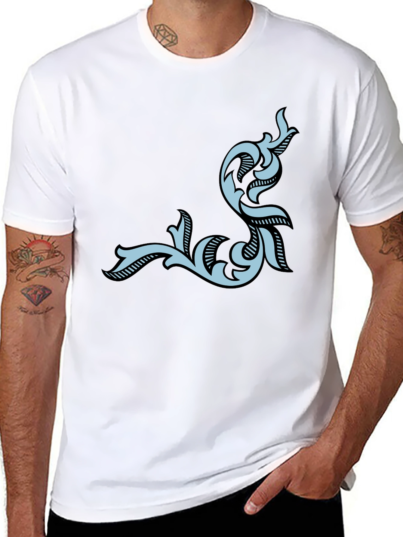 Stylish Black Tee with Ornamental Design