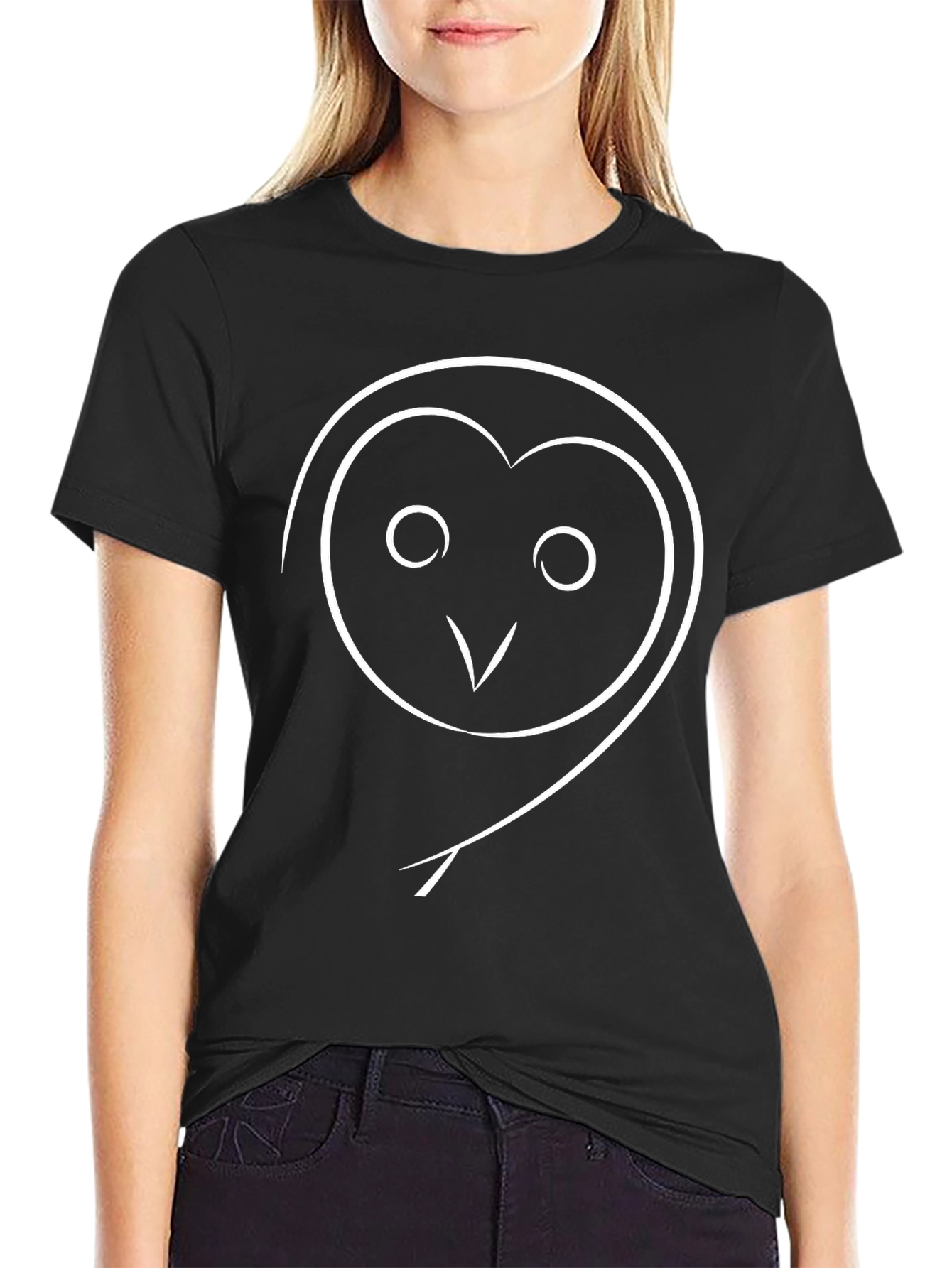 Minimalist Owl Graphic Black T-Shirt