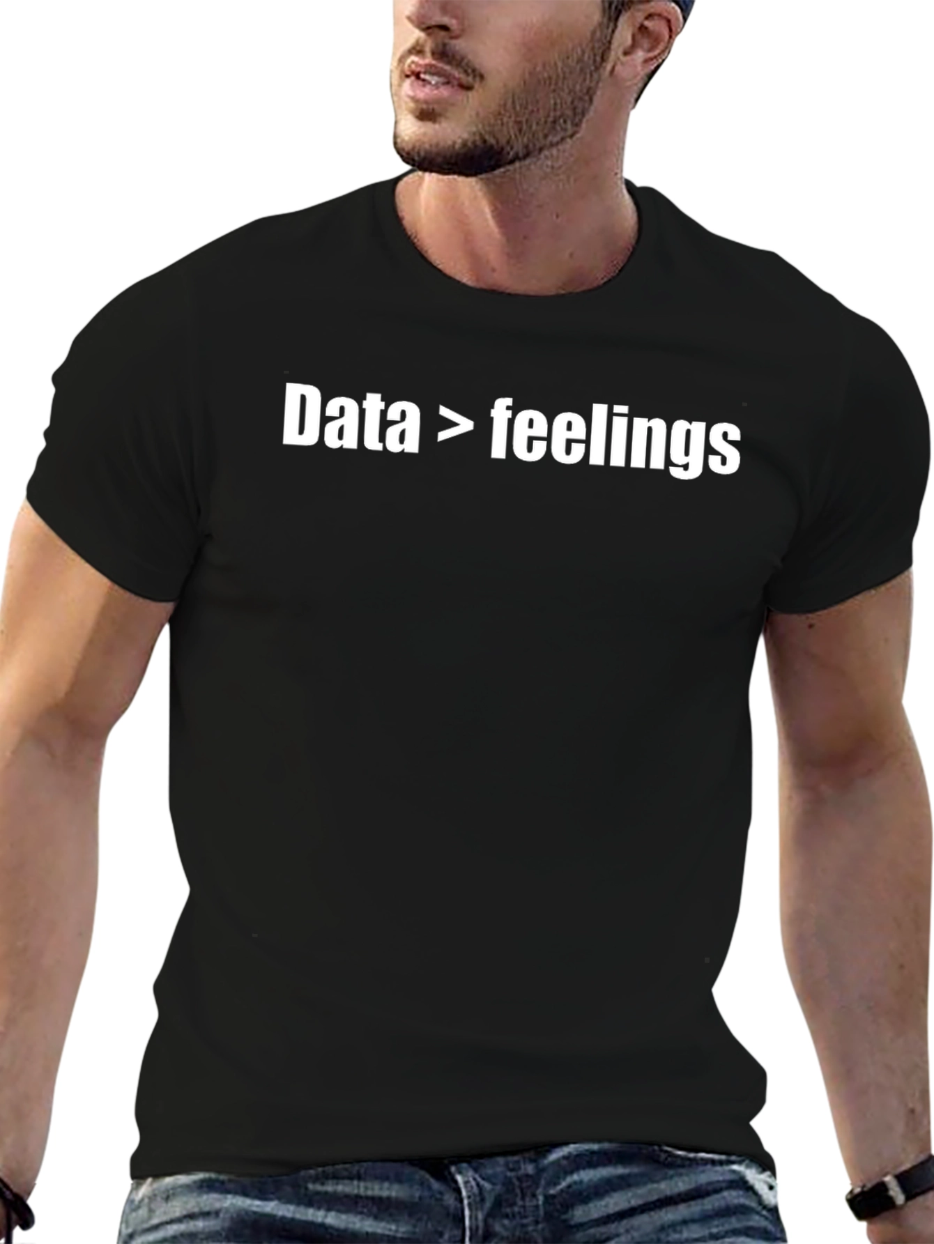 Data Over Feelings Graphic Tee - Black Cotton Shirt