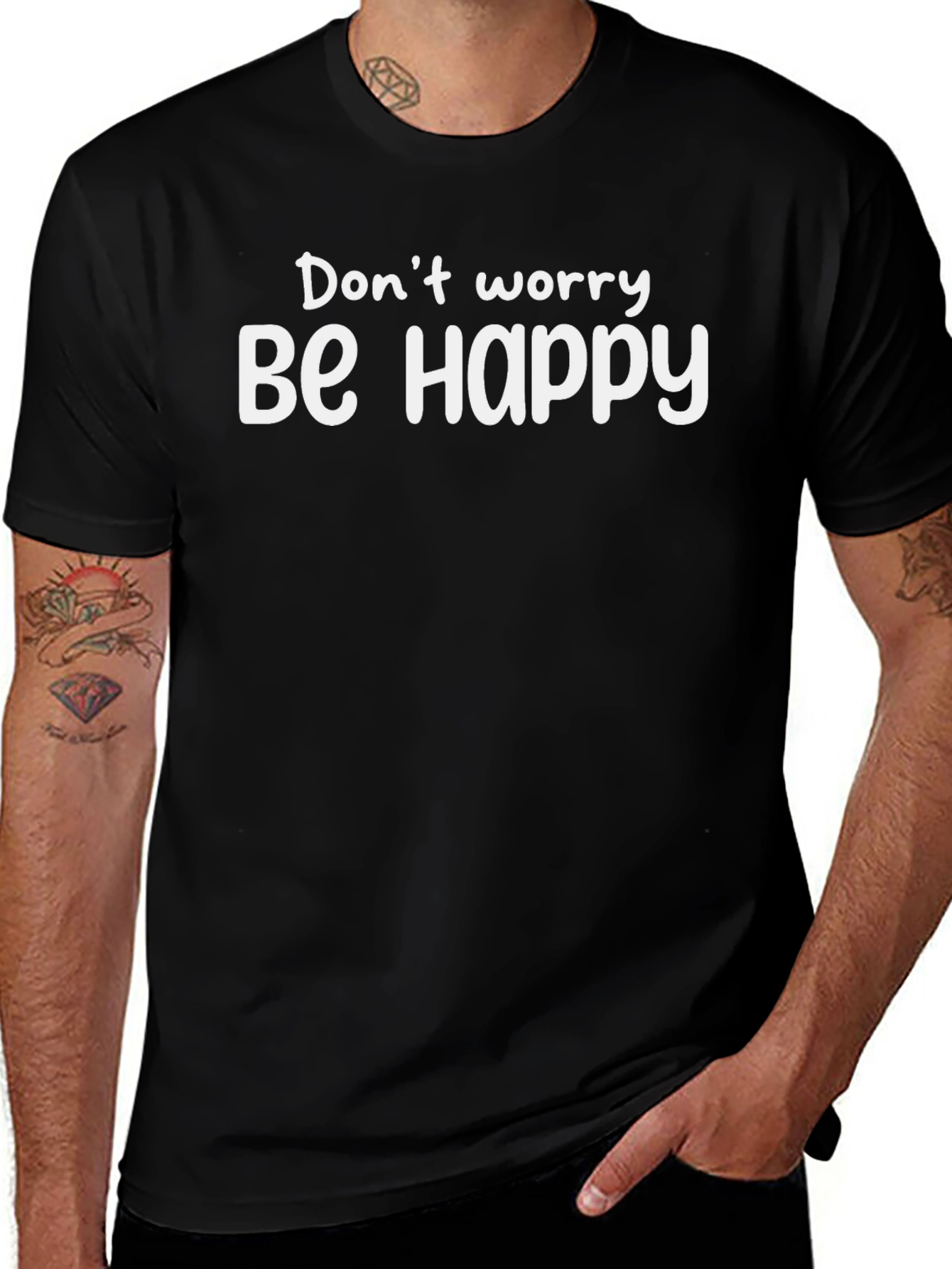 Dont Worry Be Happy Black Graphic Tee