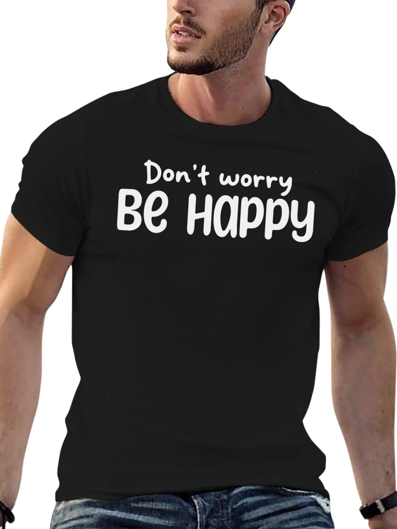 Dont Worry Be Happy Black Graphic Tee