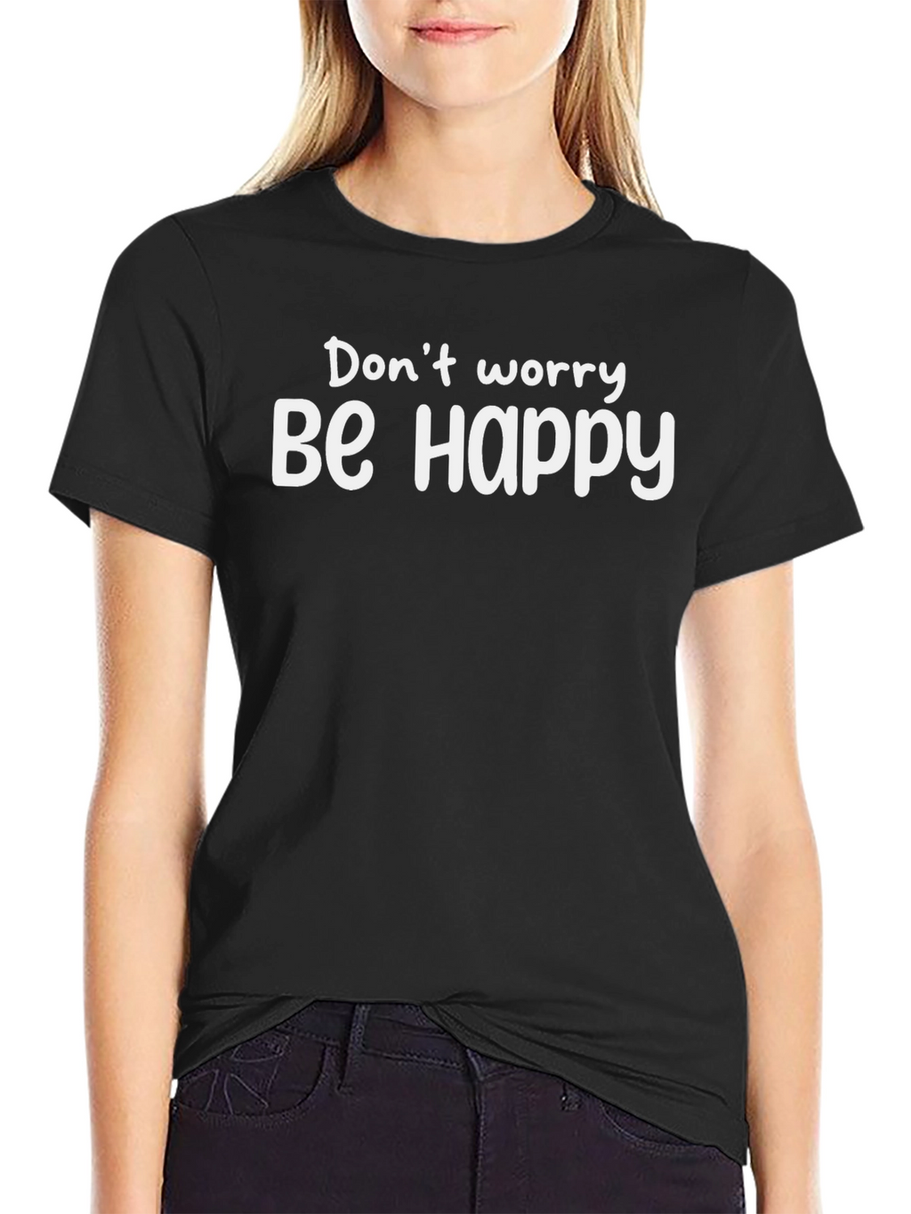 Dont Worry Be Happy Black Graphic Tee