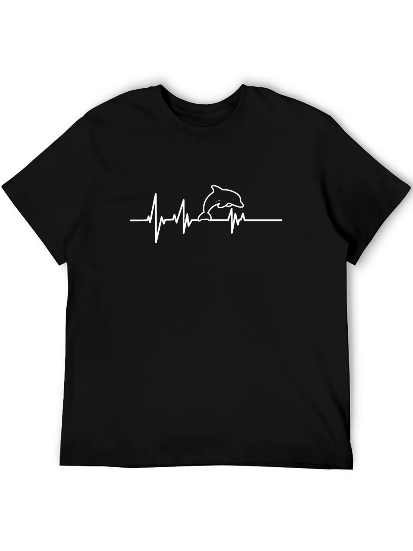 Black Dolphin Heartbeat T-Shirt - Marine Life Tee