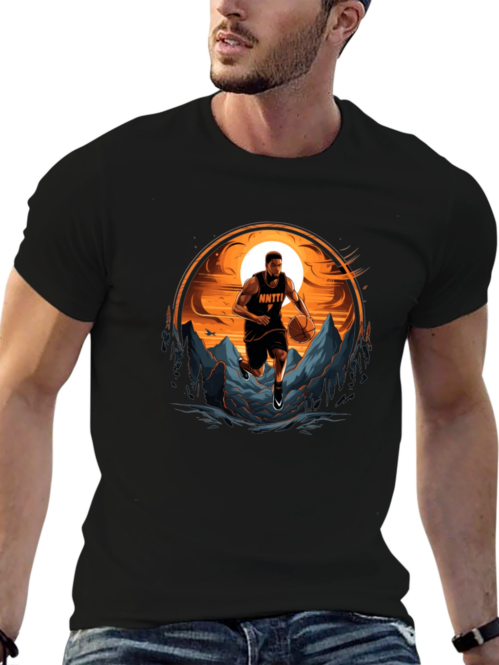 Basketball Player Graphic Tee - Sporty Mens Shirt