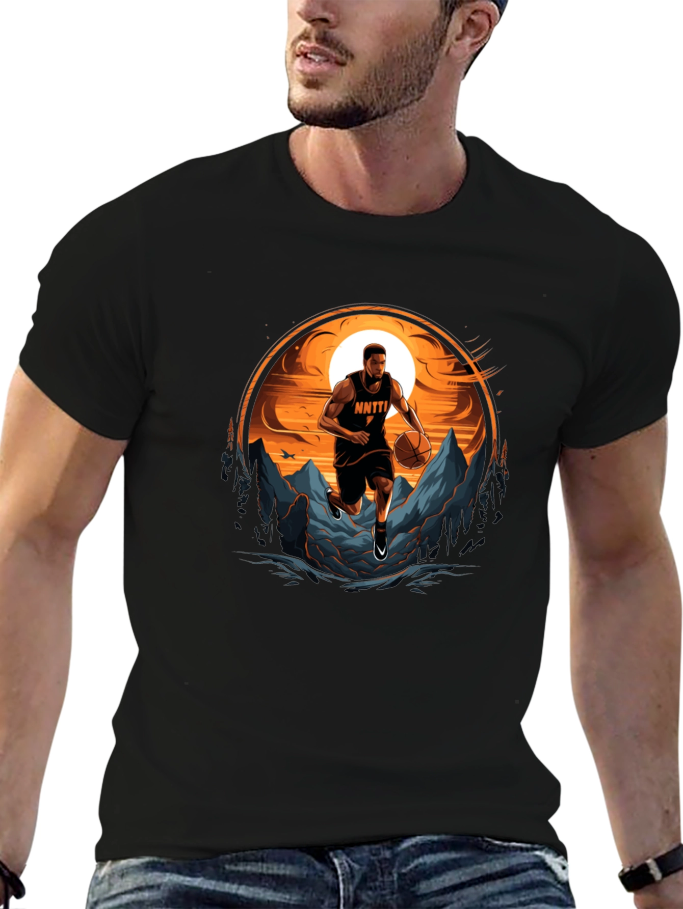 Basketball Player Graphic Tee - Sporty Mens Shirt
