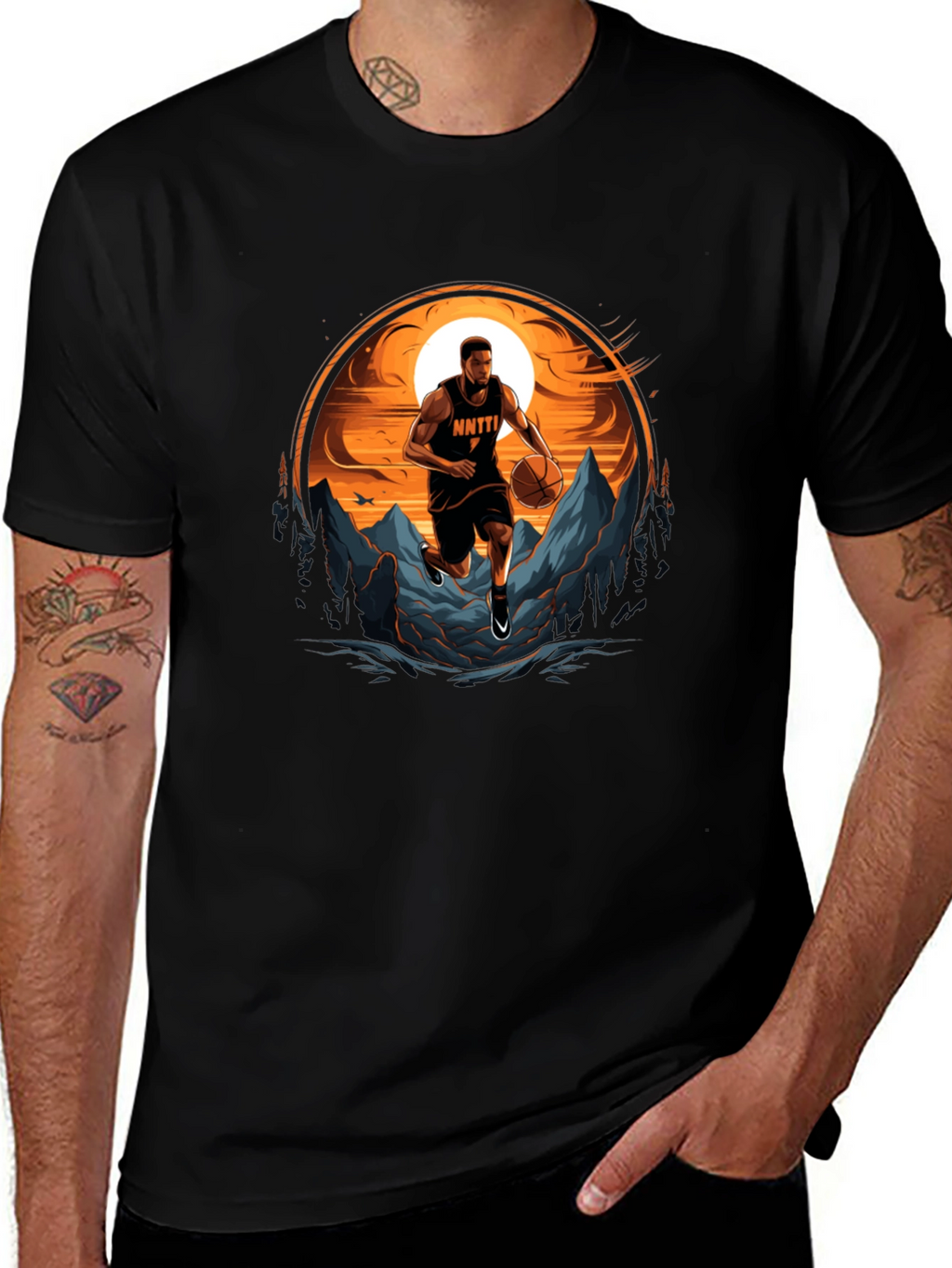 Basketball Player Graphic Tee - Sporty Mens Shirt