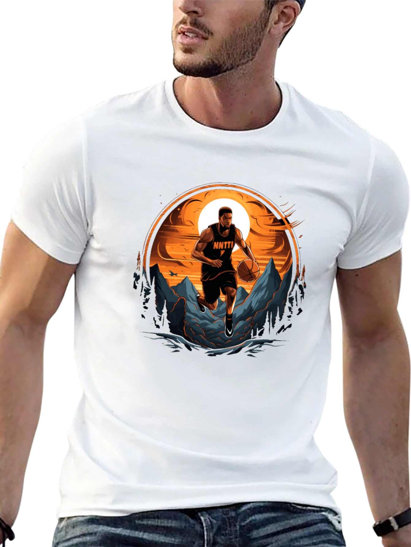 Basketball Player Graphic Tee - Sporty Mens Shirt