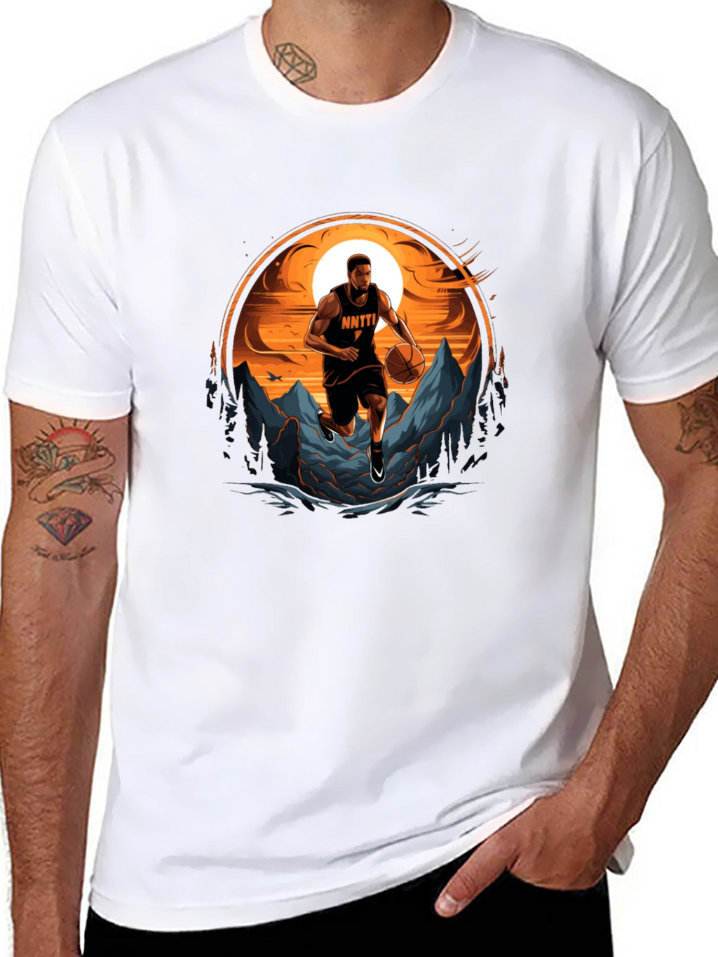 Basketball Player Graphic Tee - Sporty Mens Shirt