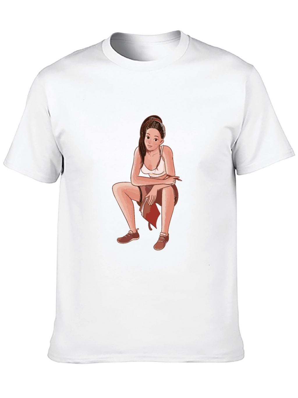 Black T-Shirt with Cartoon Girl Design