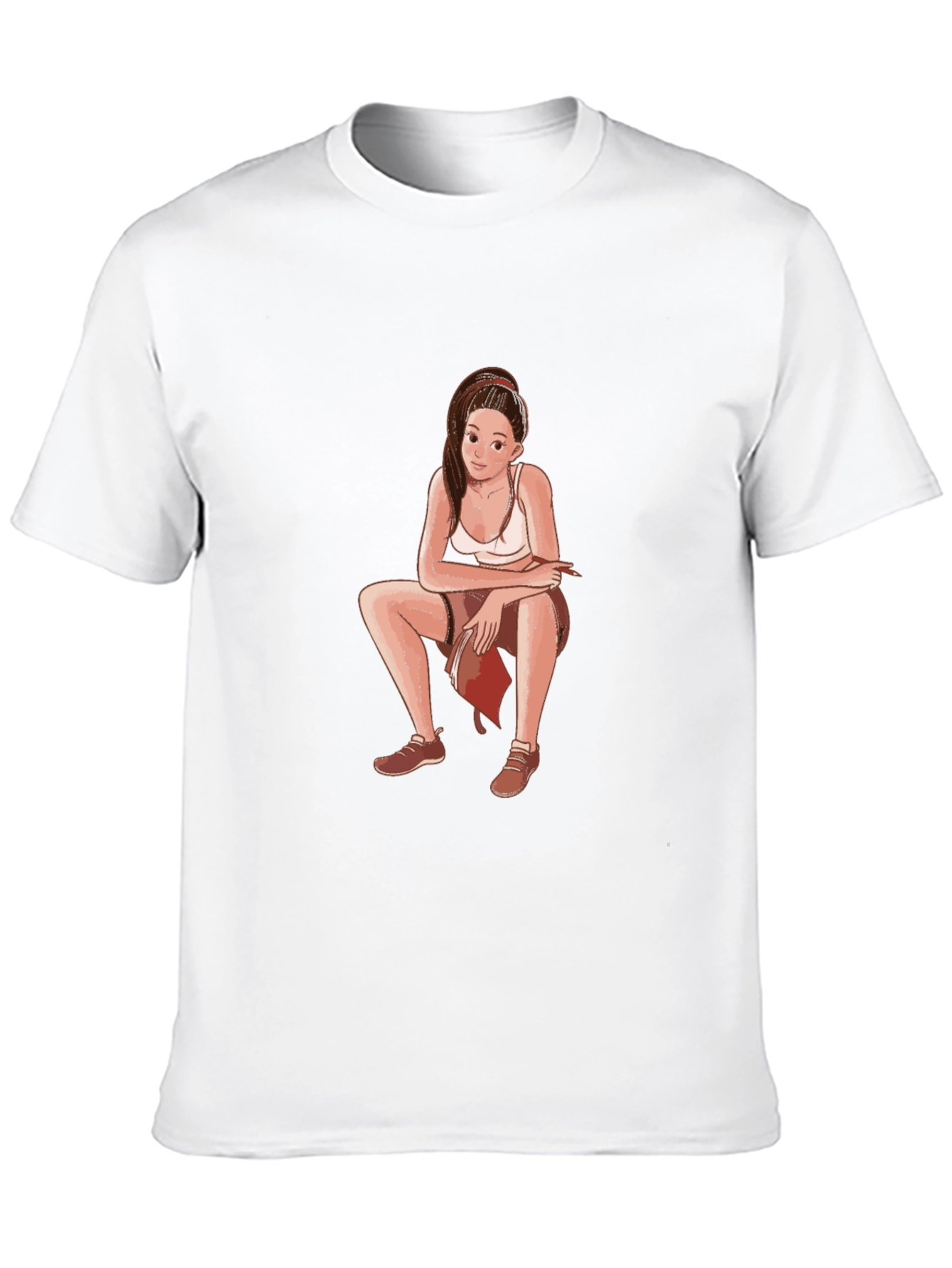 Black T-Shirt with Cartoon Girl Design