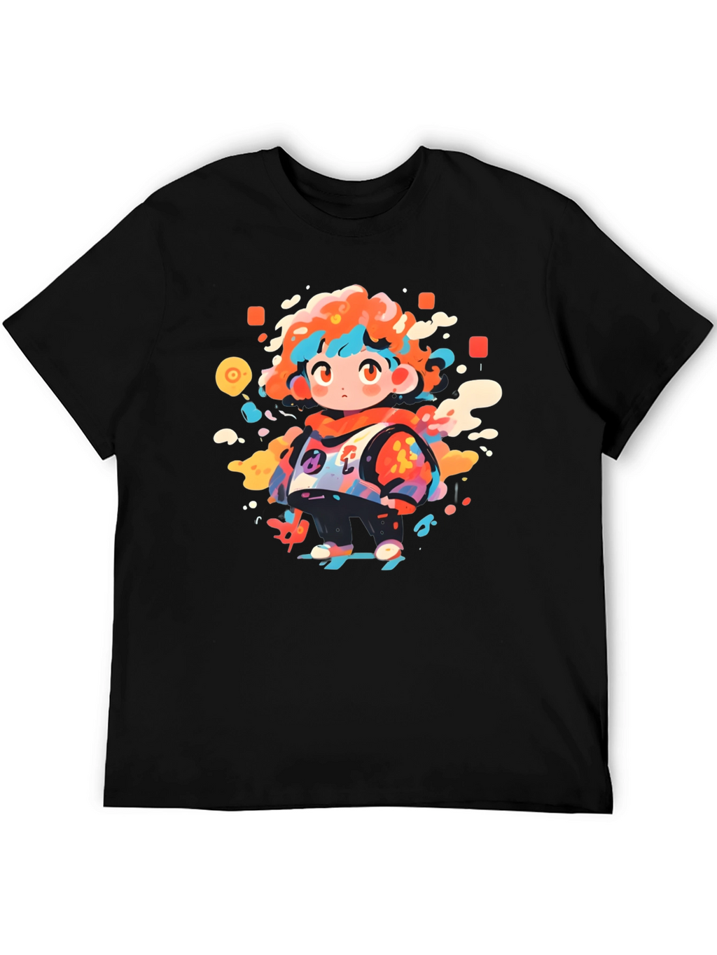 Funky Character Graphic Black T-Shirt