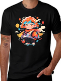 Funky Character Graphic Black T-Shirt