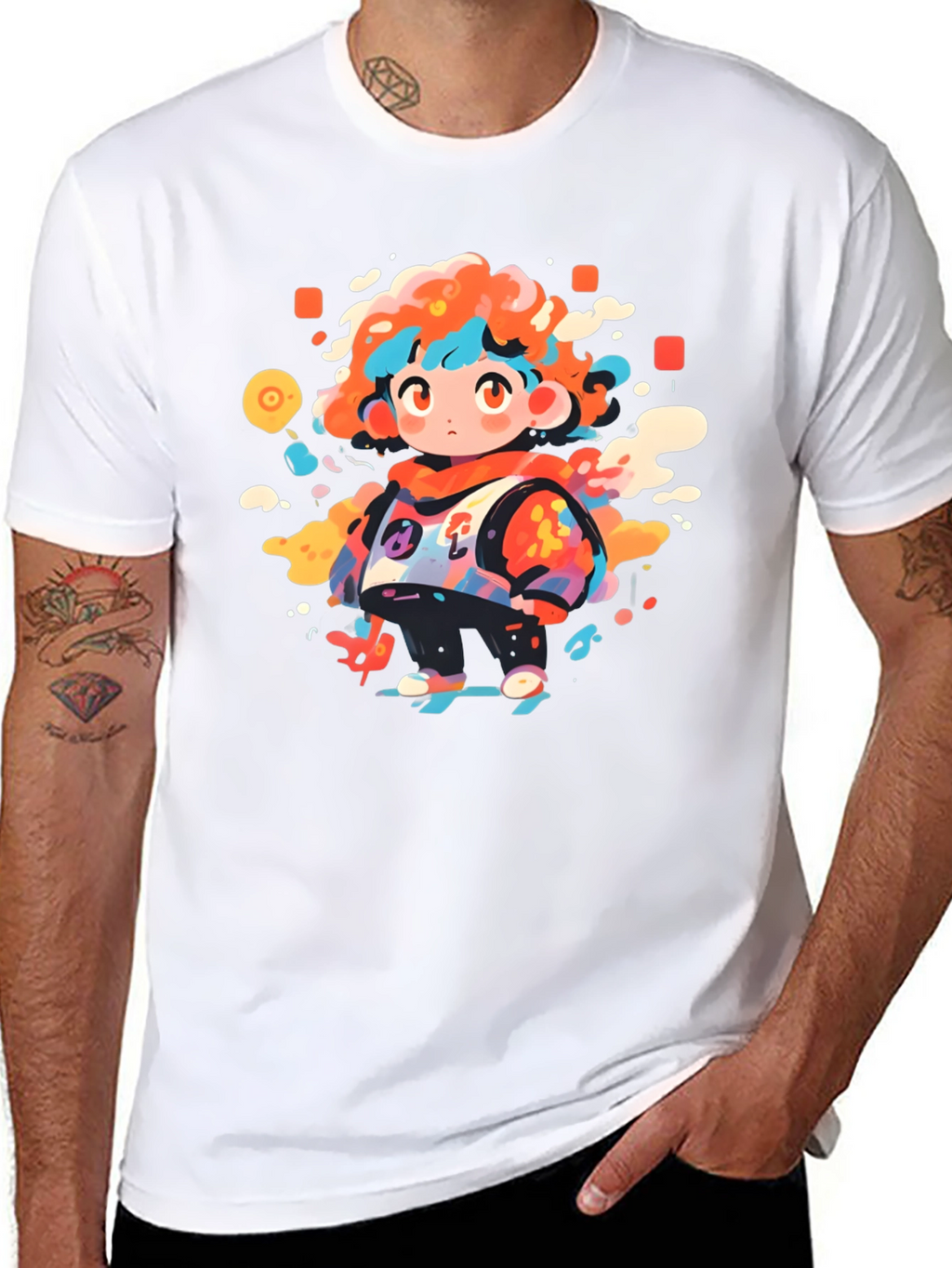 Funky Character Graphic Black T-Shirt