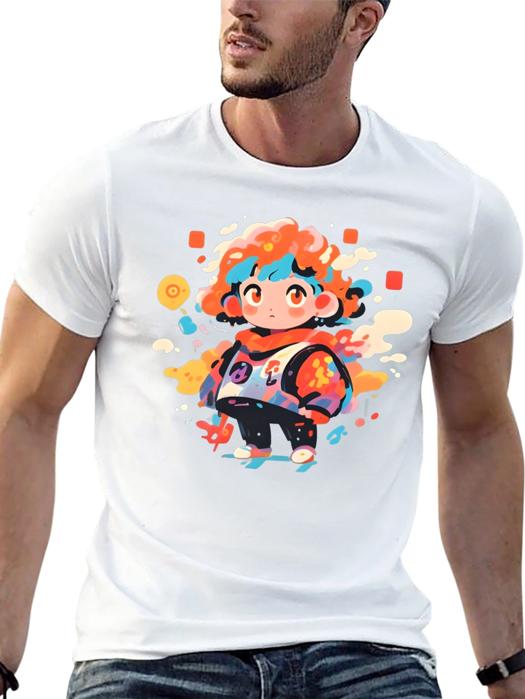 Funky Character Graphic Black T-Shirt