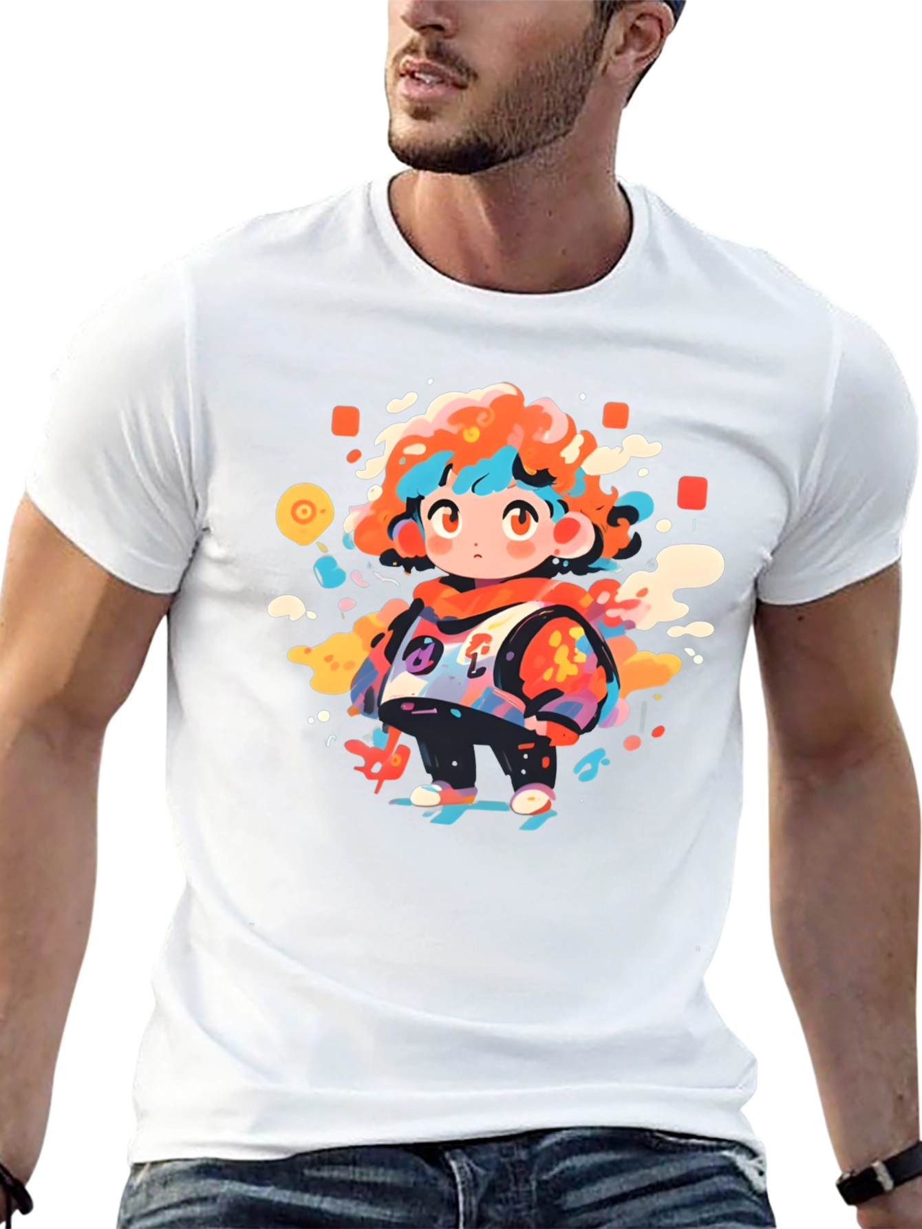 Funky Character Graphic Black T-Shirt