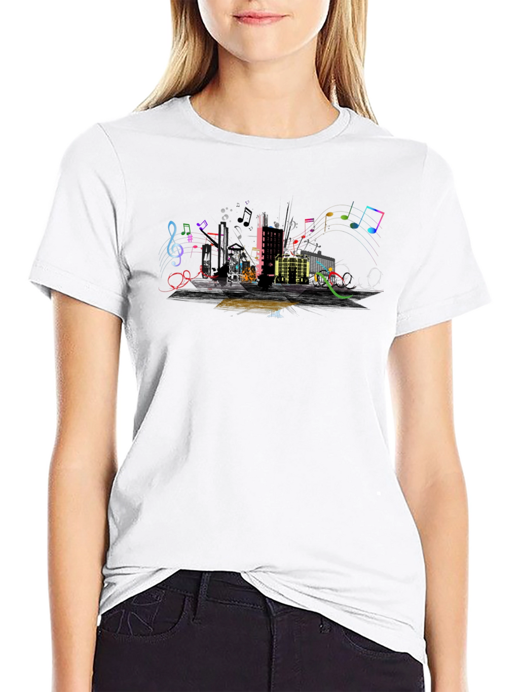 Urban Music Graphic Tee - Black Cotton Blend