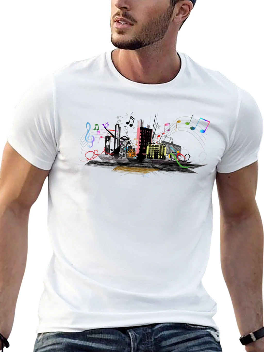 Urban Music Graphic Tee - Black Cotton Blend