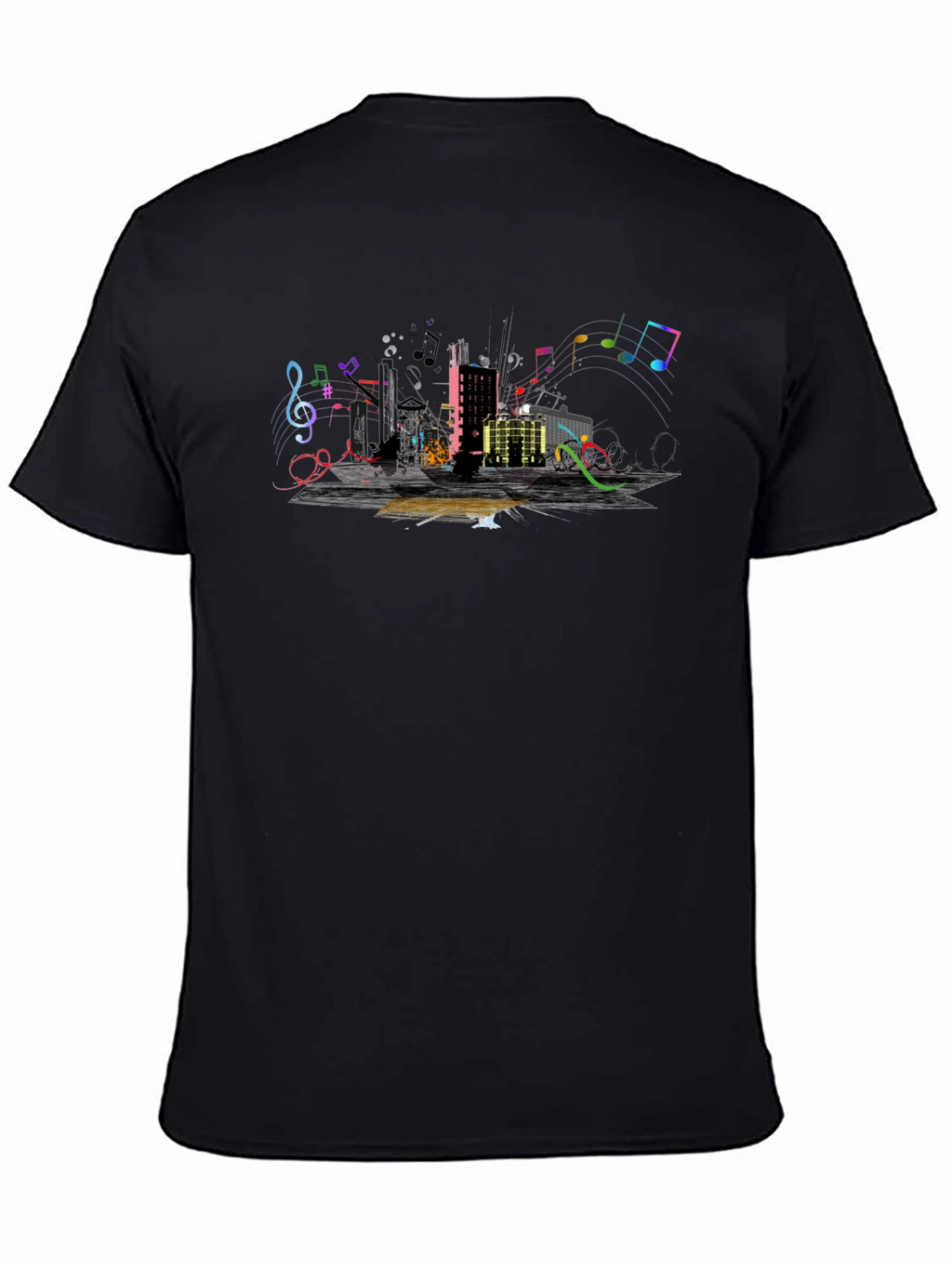 Urban Music Graphic Tee - Black Cotton Blend