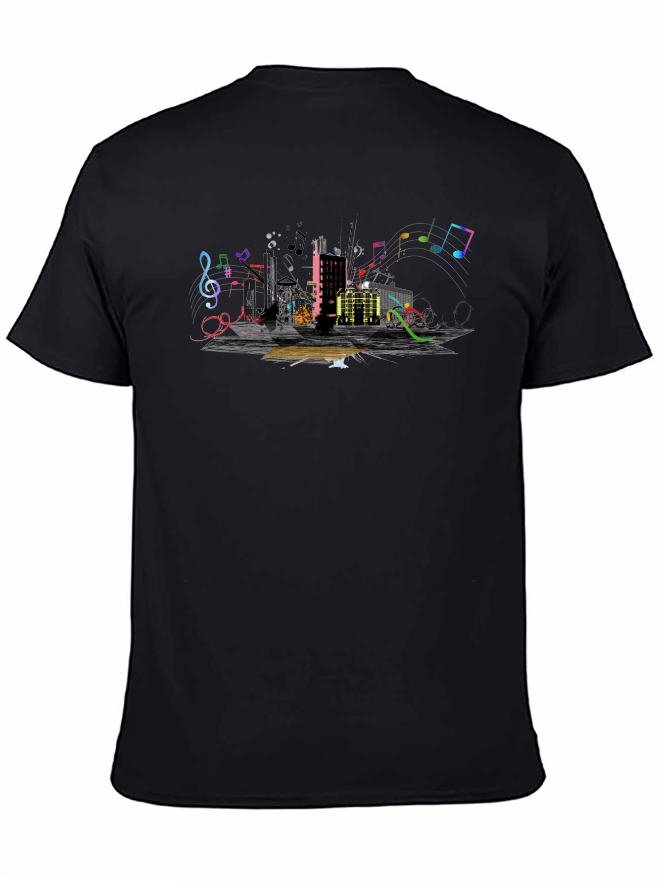 Urban Music Graphic Tee - Black Cotton Blend