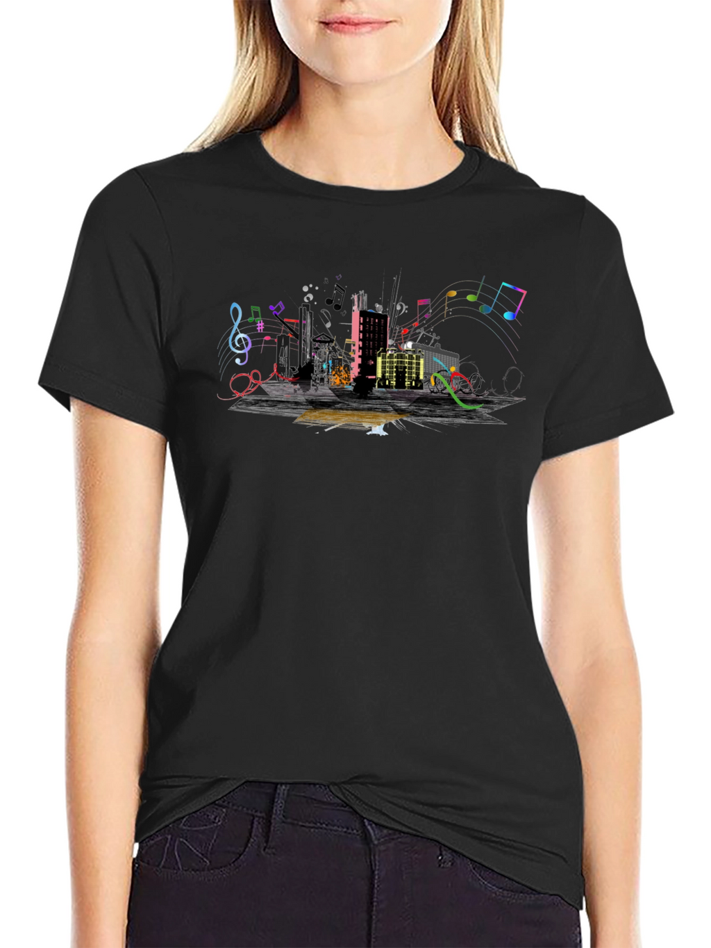 Urban Music Graphic Tee - Black Cotton Blend