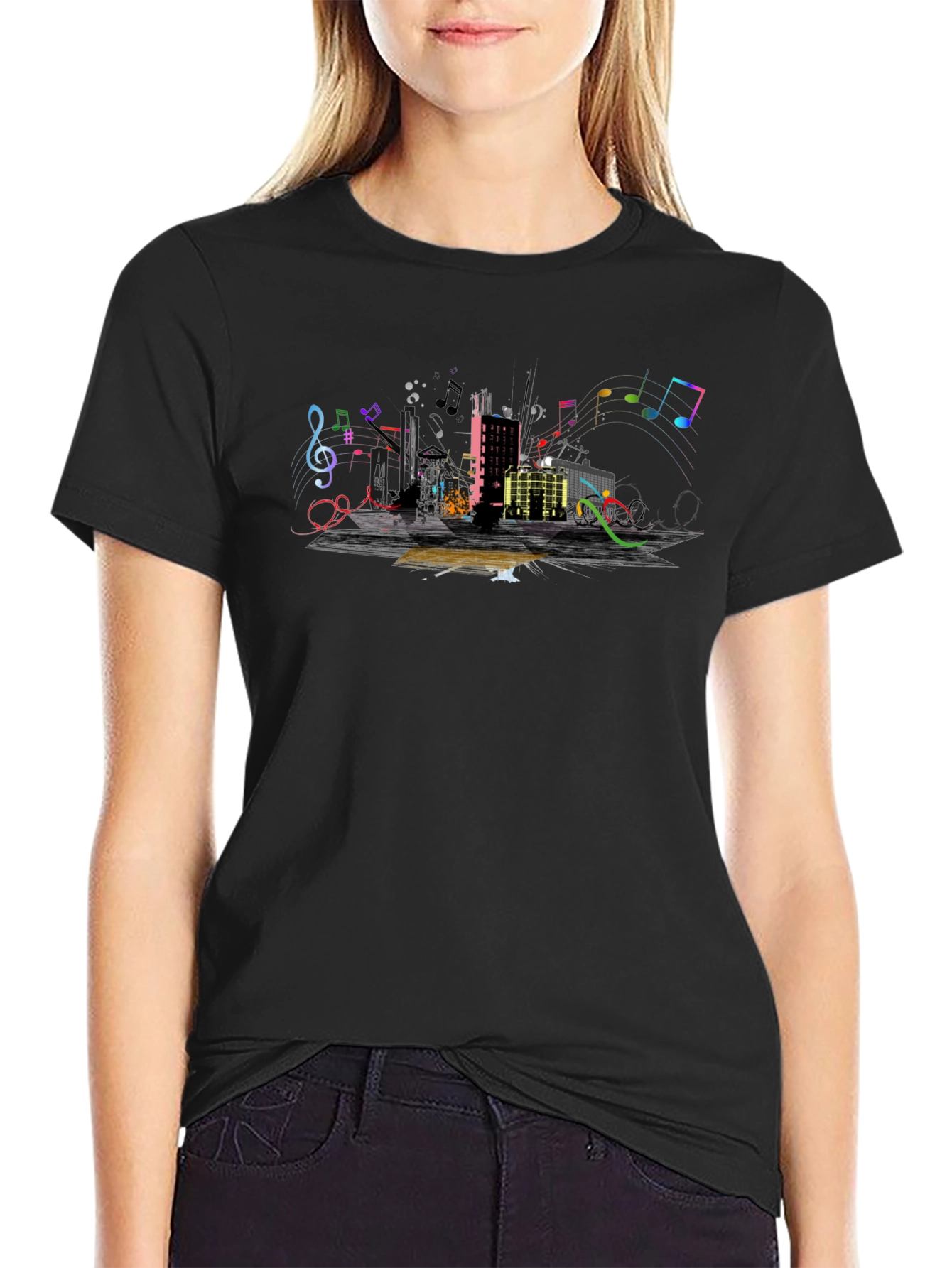 Urban Music Graphic Tee - Black Cotton Blend