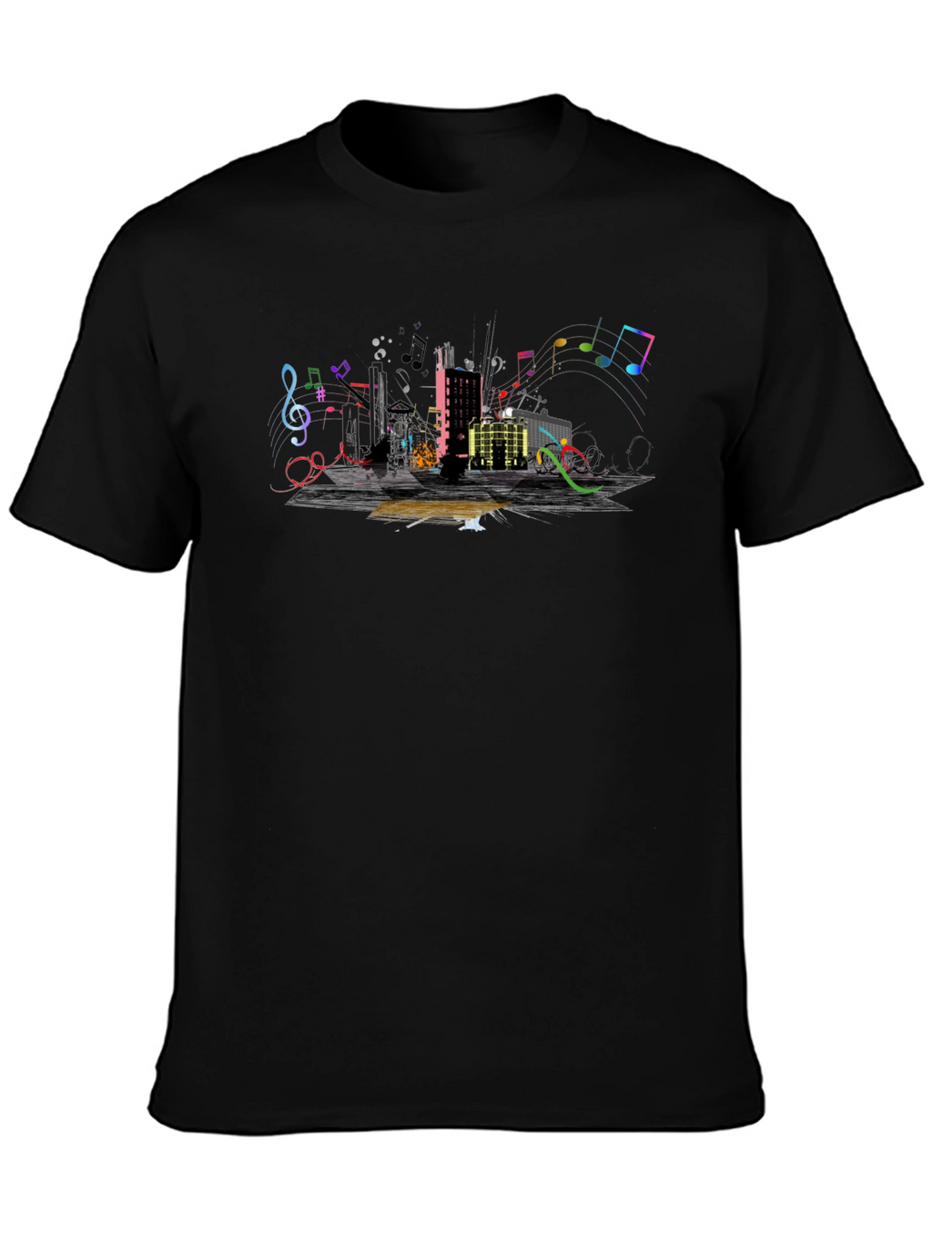 Urban Music Graphic Tee - Black Cotton Blend