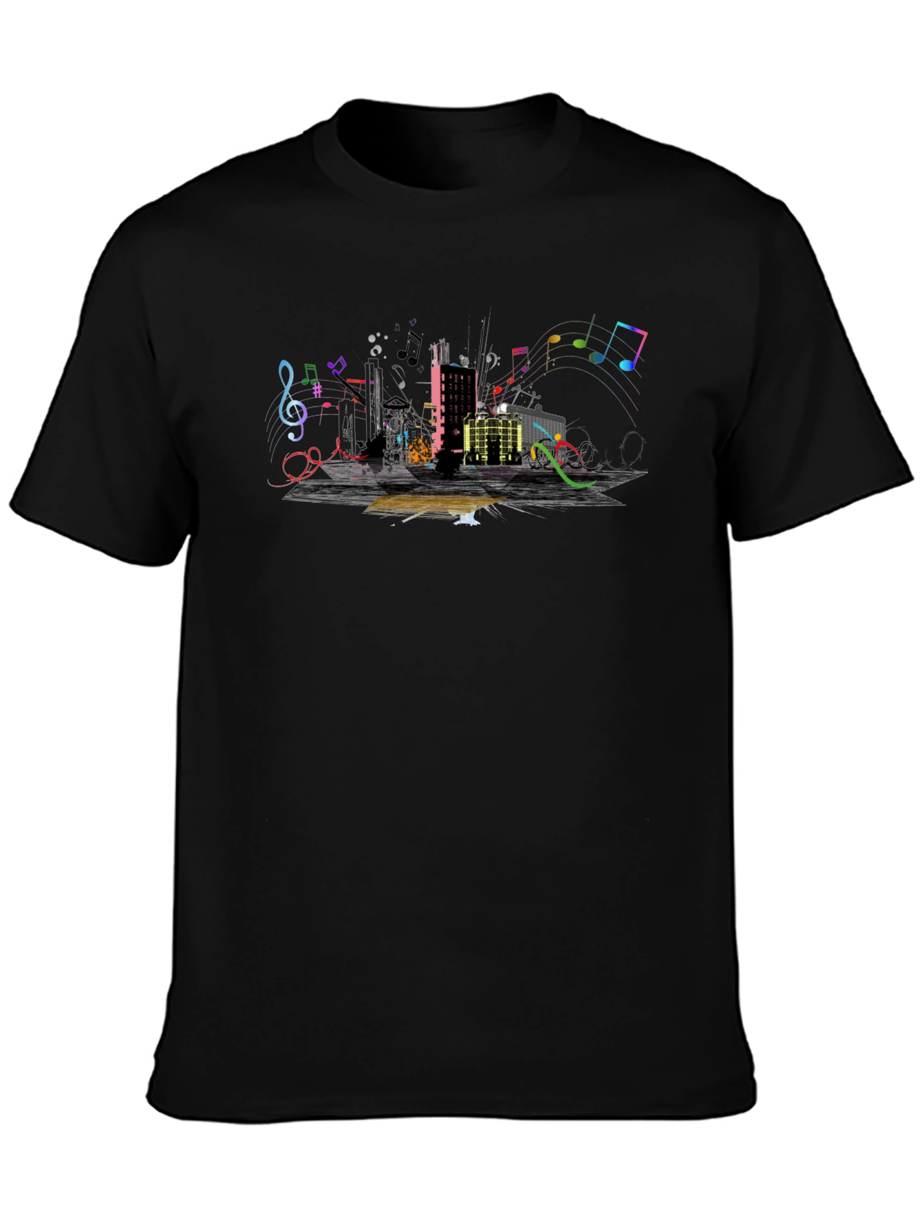 Urban Music Graphic Tee - Black Cotton Blend