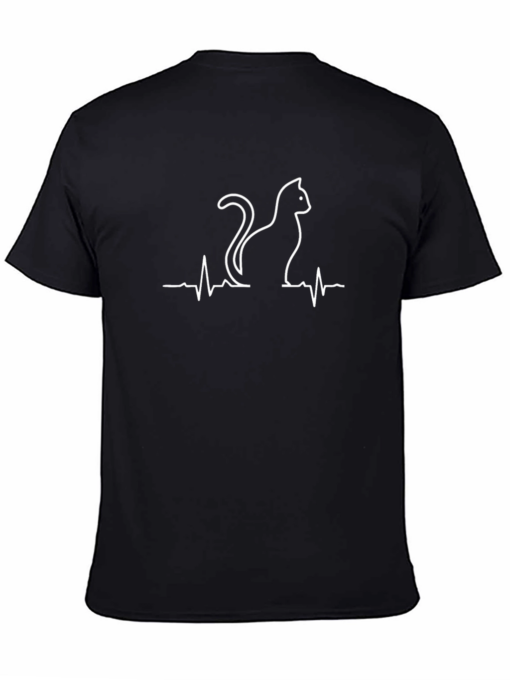Cat Heartbeat Graphic Tee - Black