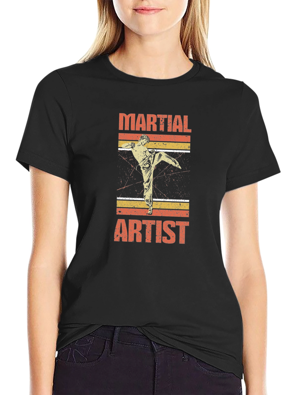 Martial Artist Graphic T-Shirt Retro Style