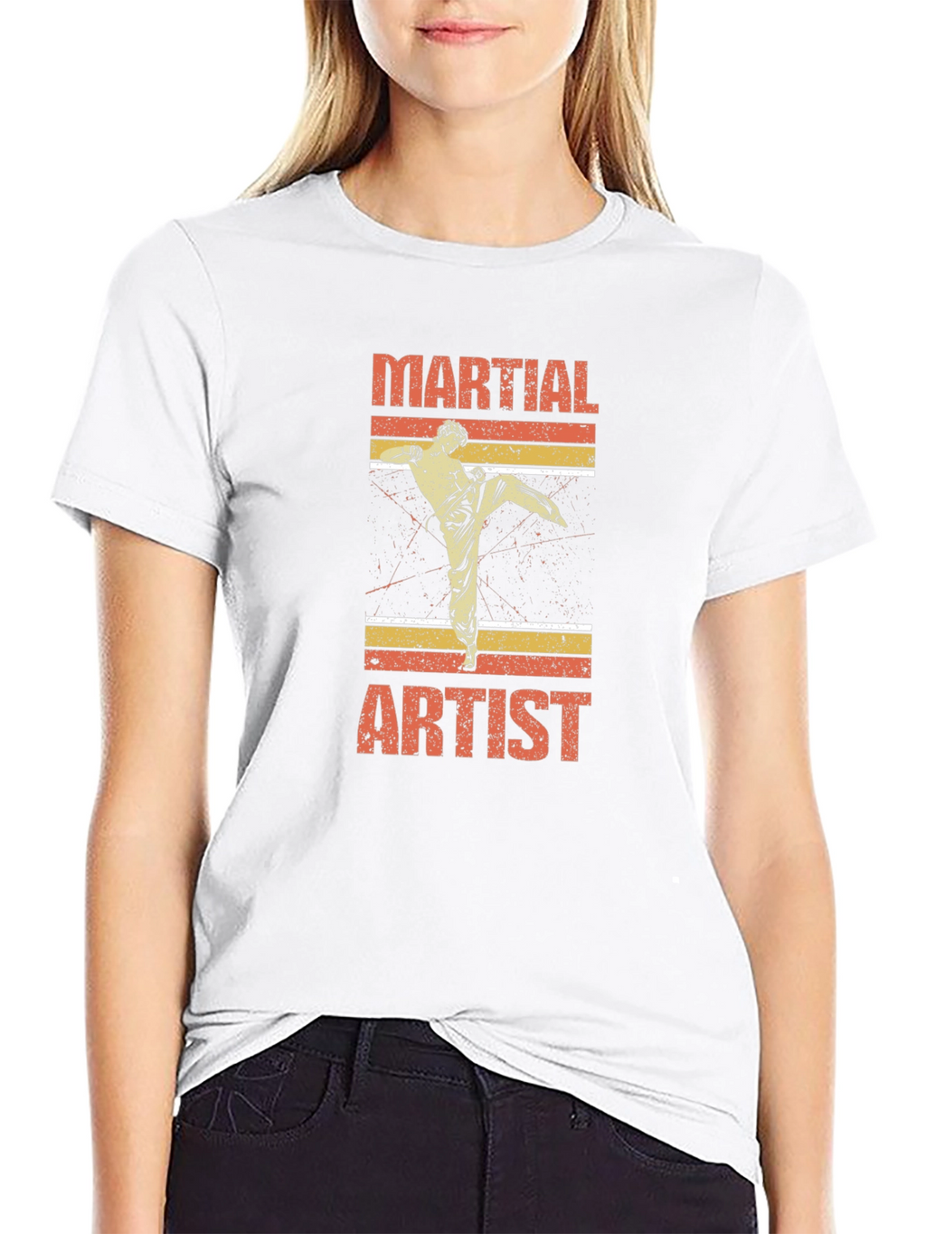 Martial Artist Graphic T-Shirt Retro Style