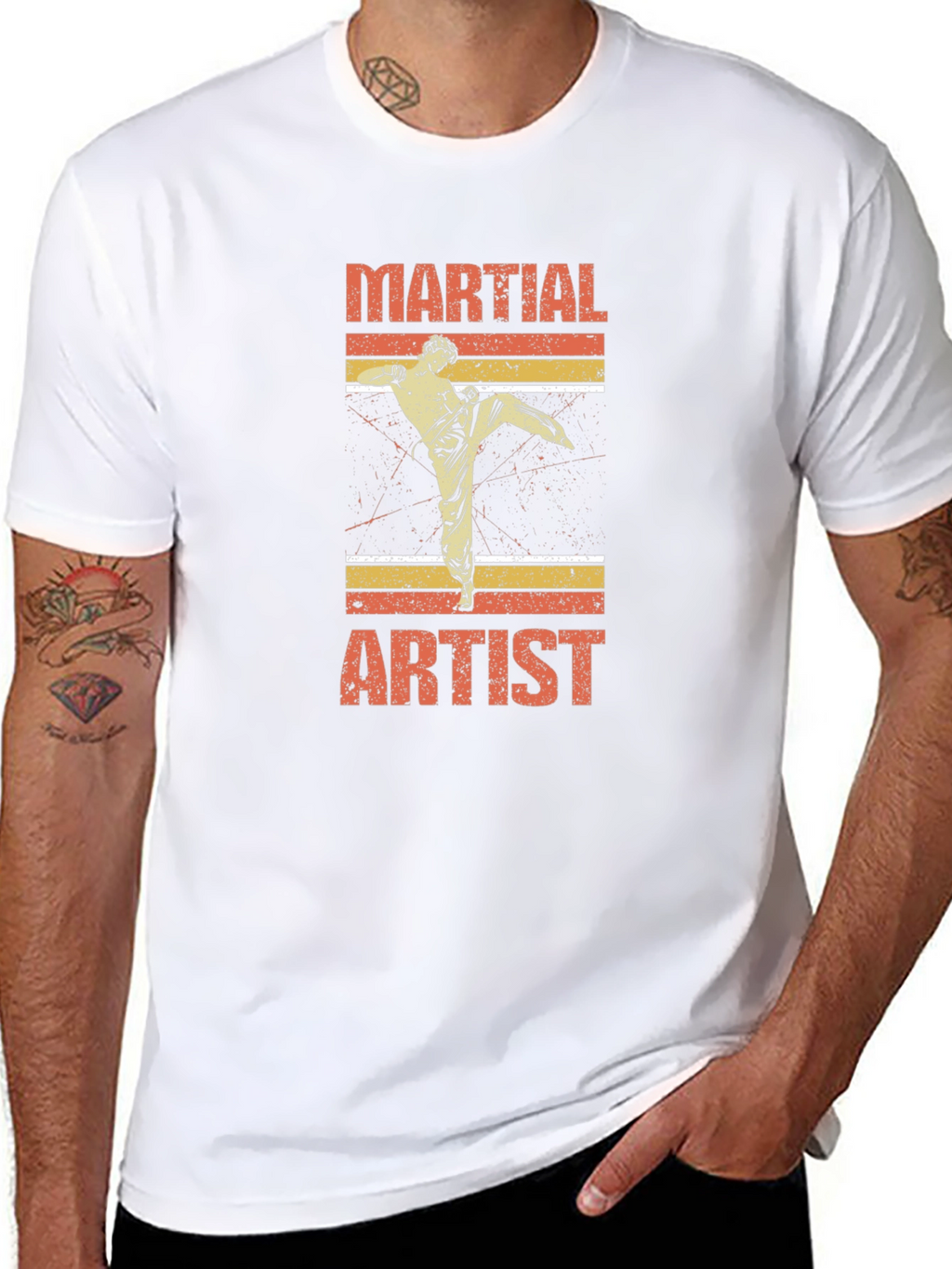 Martial Artist Graphic T-Shirt Retro Style