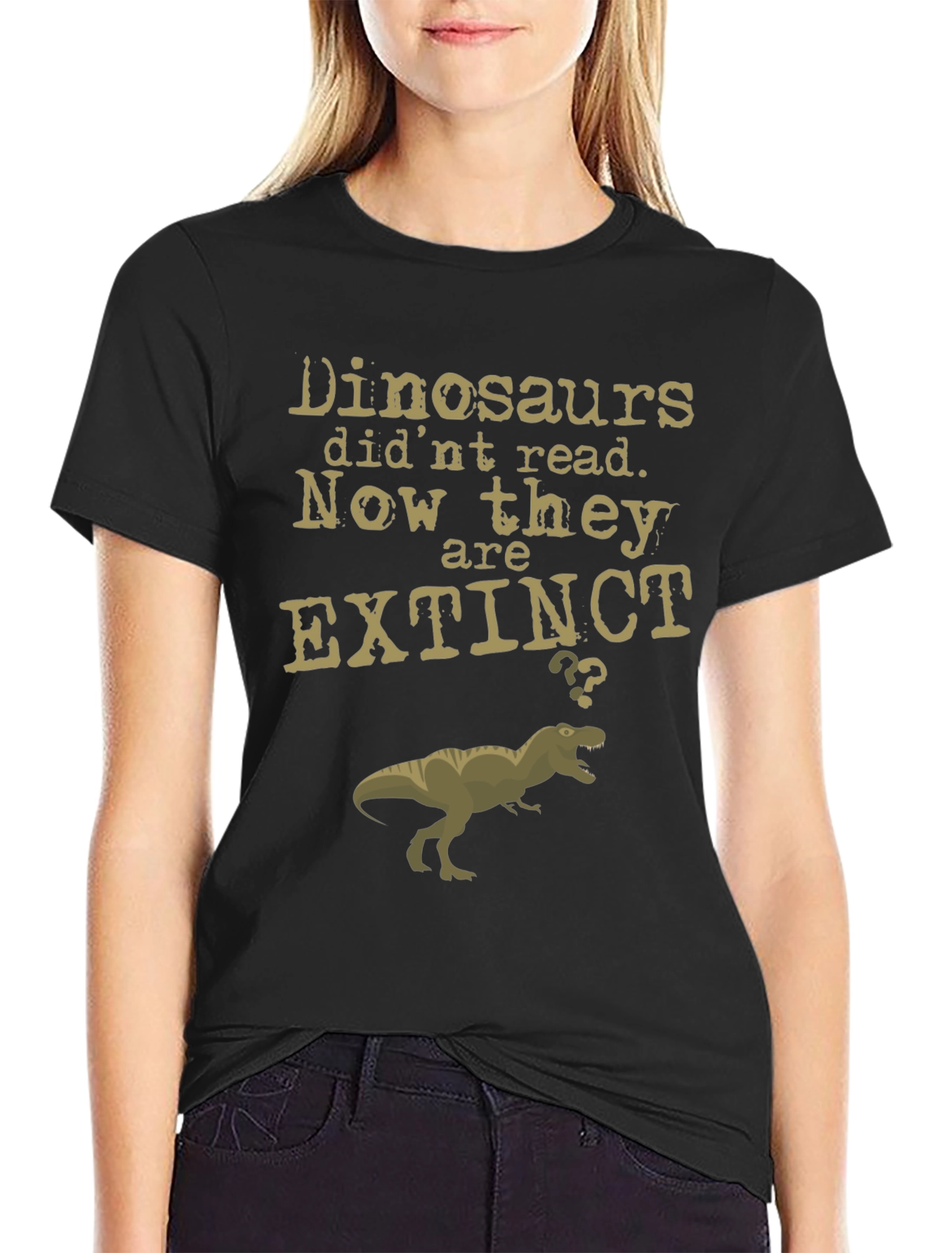 Dinosaurs Reading T-Shirt - Extinct Funny Tee