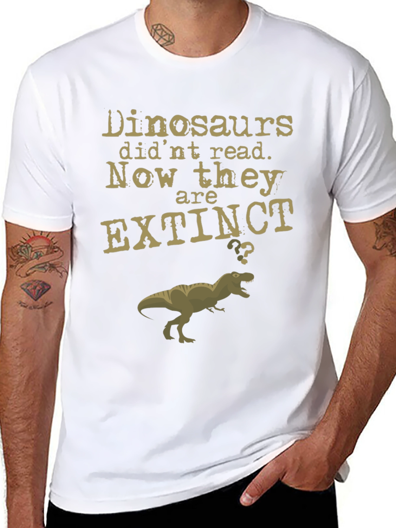 Dinosaurs Reading T-Shirt - Extinct Funny Tee