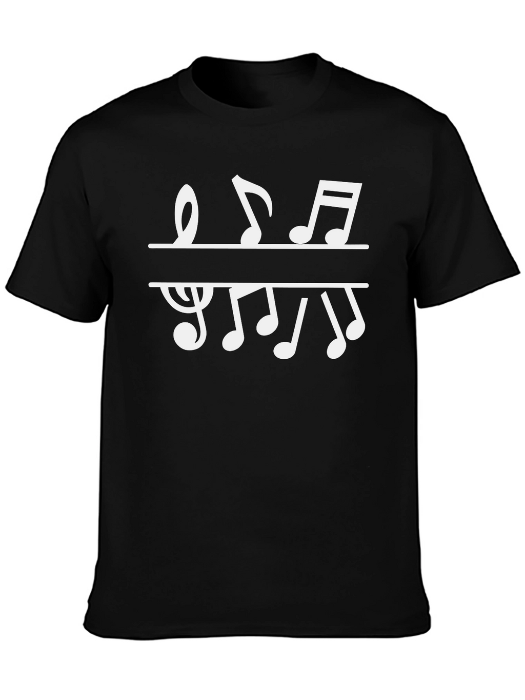 Musical Notes Graphic T-Shirt - Black Cotton Tee