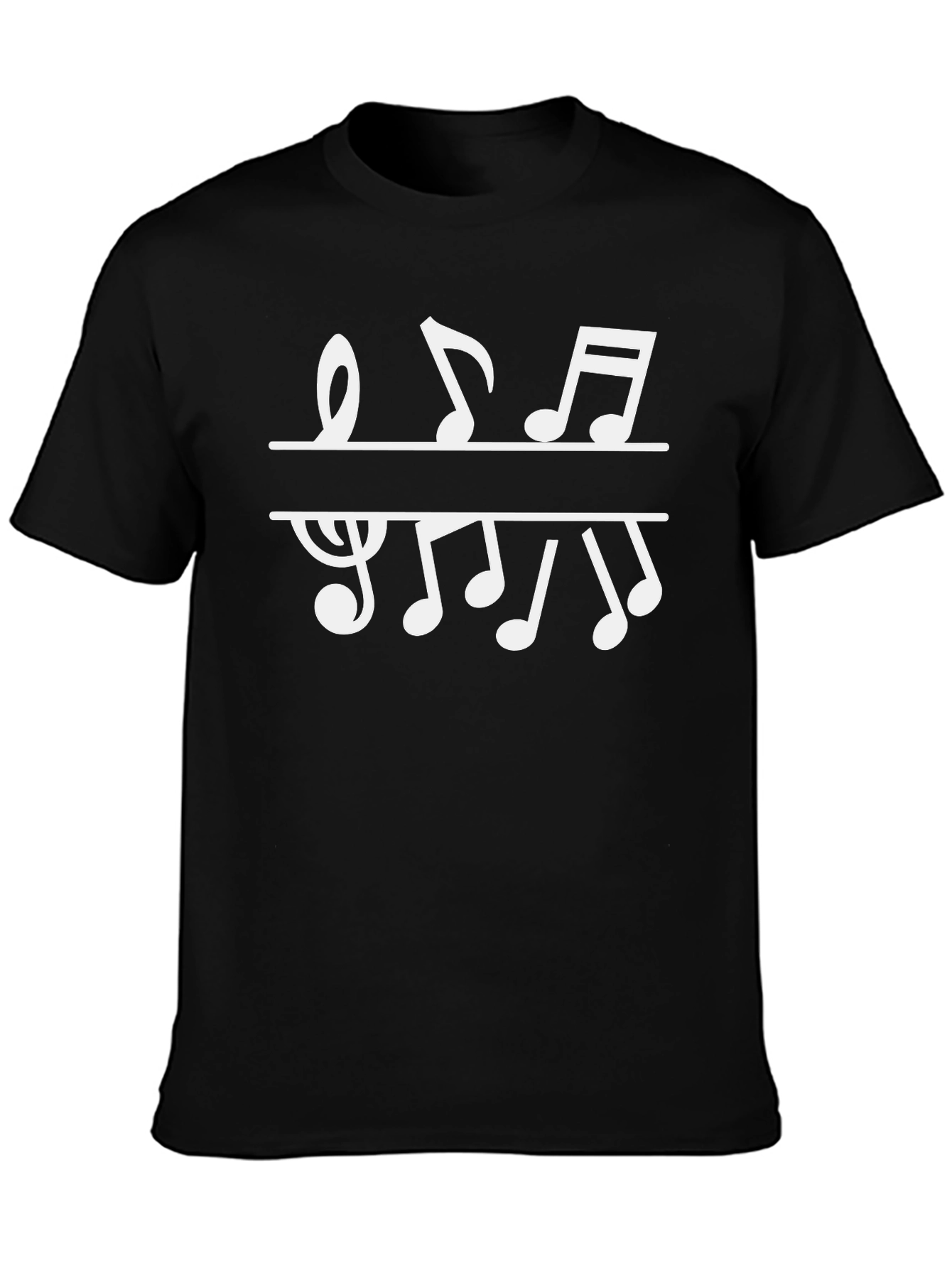 Musical Notes Graphic T-Shirt - Black Cotton Tee