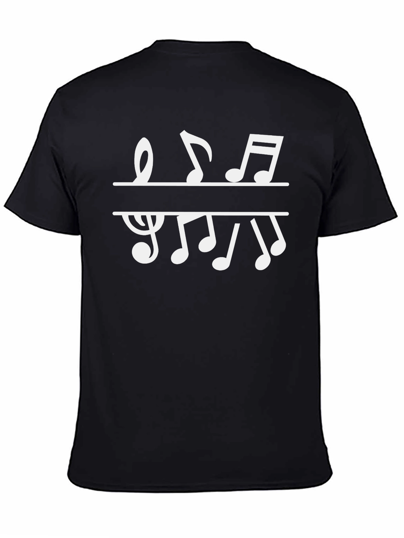 Musical Notes Graphic T-Shirt - Black Cotton Tee