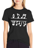 Musical Notes Graphic T-Shirt - Black Cotton Tee