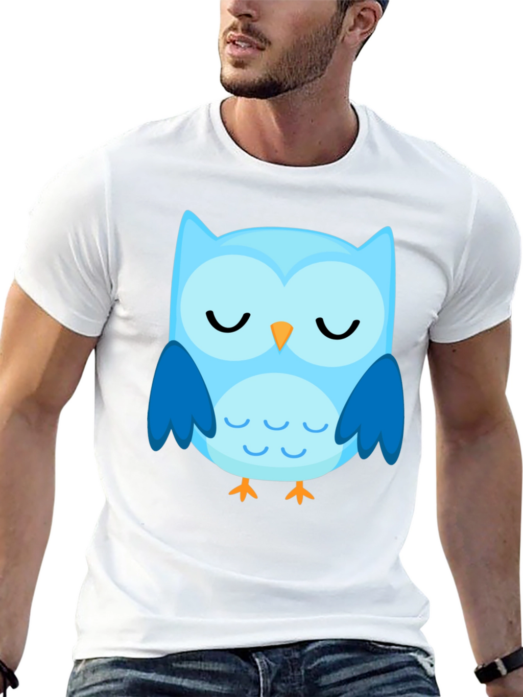 Cute Blue Owl Graphic T-Shirt