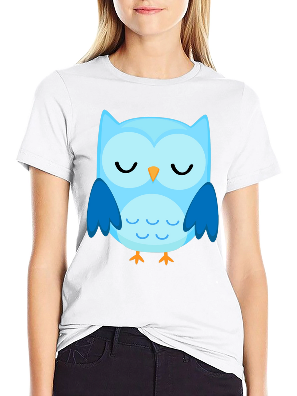 Cute Blue Owl Graphic T-Shirt