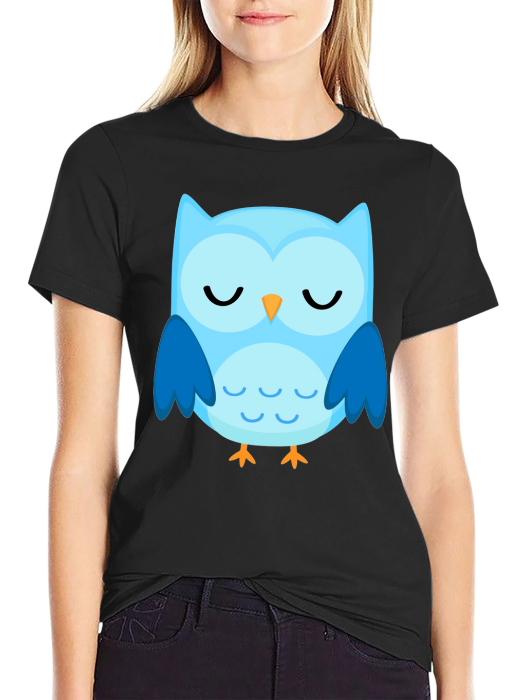 Cute Blue Owl Graphic T-Shirt