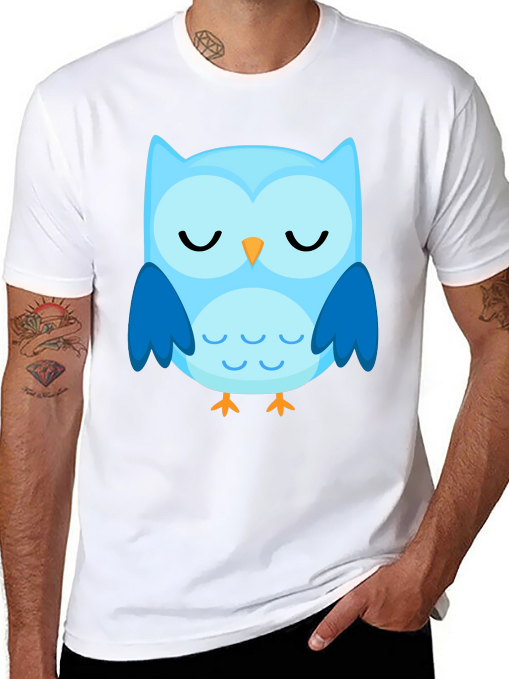 Cute Blue Owl Graphic T-Shirt
