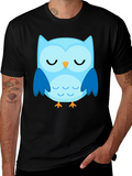 Cute Blue Owl Graphic T-Shirt