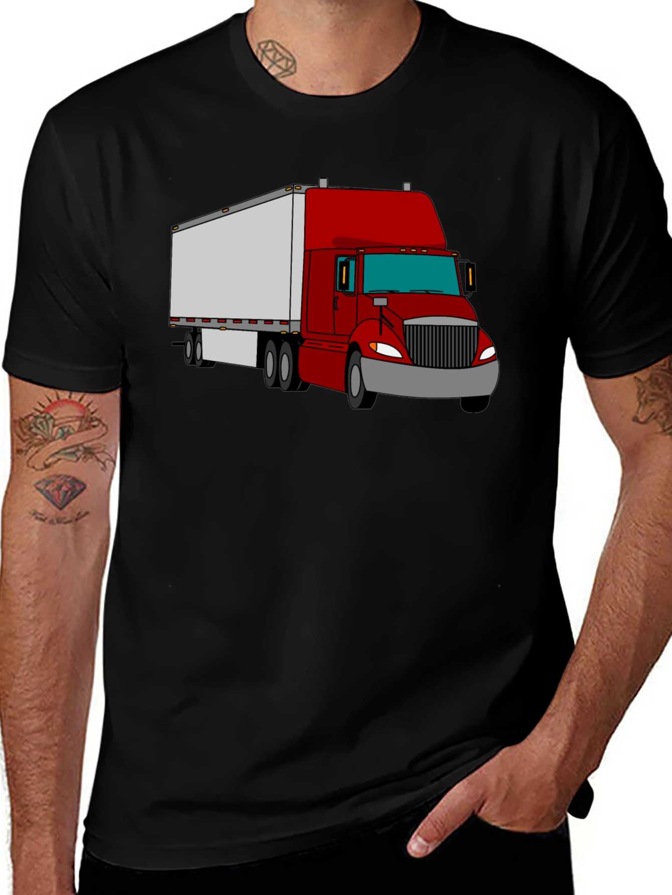 Truck Graphic Tee - Cool Black Cotton Shirt