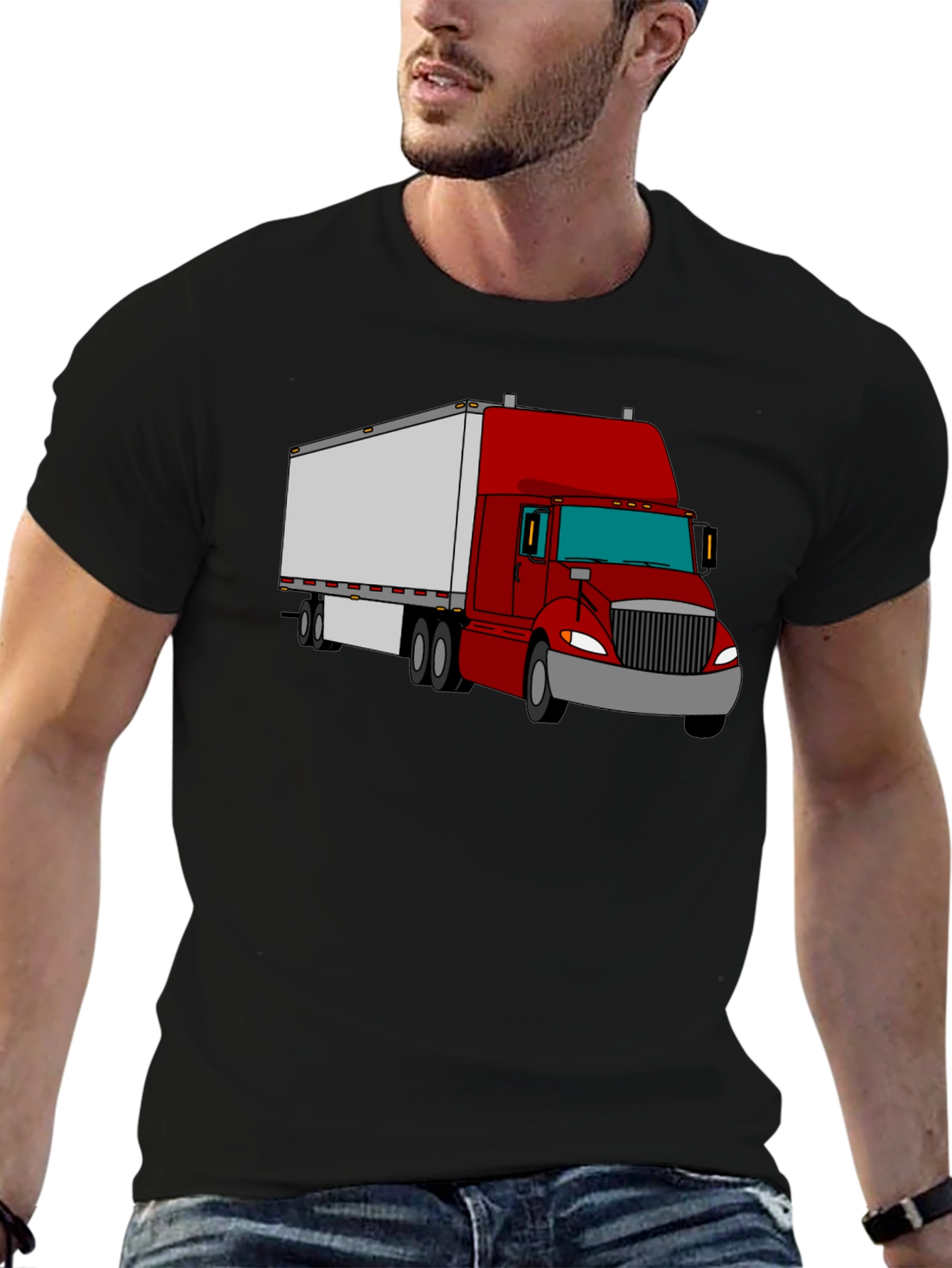 Truck Graphic Tee - Cool Black Cotton Shirt