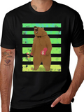 Bear Graphic Tee: Cute Valentines Day Black T-Shirt
