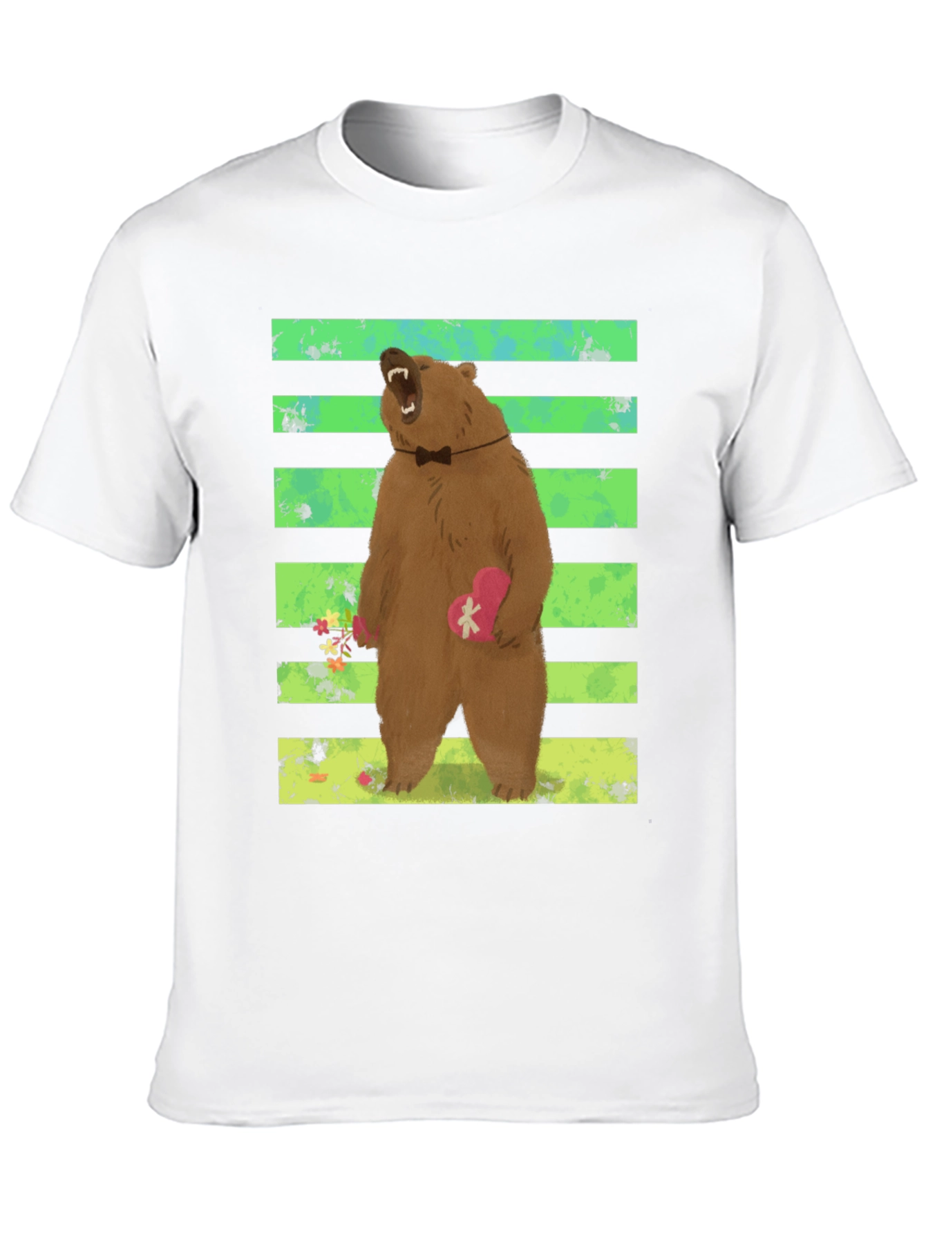 Bear Graphic Tee: Cute Valentines Day Black T-Shirt