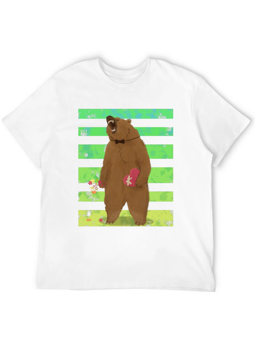 Bear Graphic Tee: Cute Valentines Day Black T-Shirt